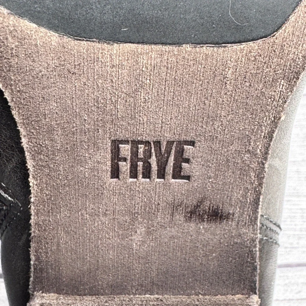 Frye Womens 7.5 M Smoke Grey Leather Western Ankle Booties 3470123-SMK Wood Heel